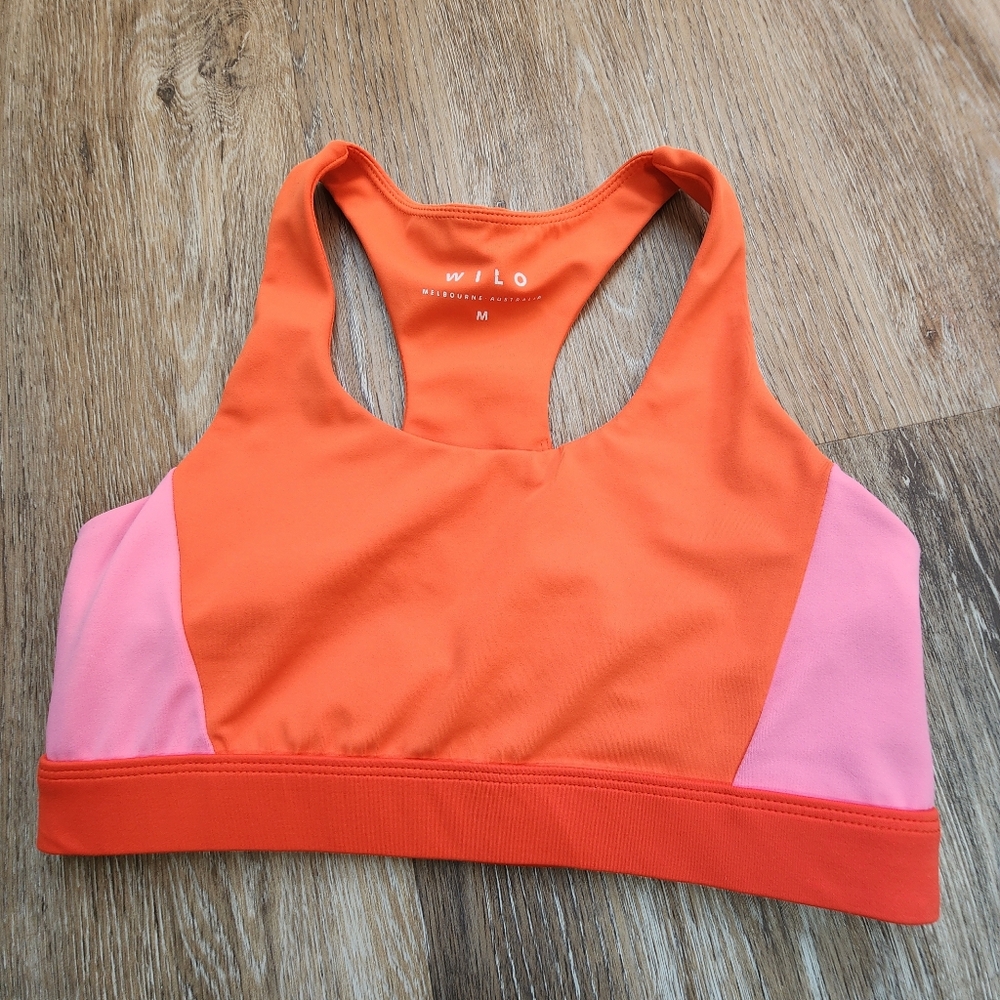 Anthropologie Wilo The Lable Orange and Pink Colorblock Sports Bra Size Medium